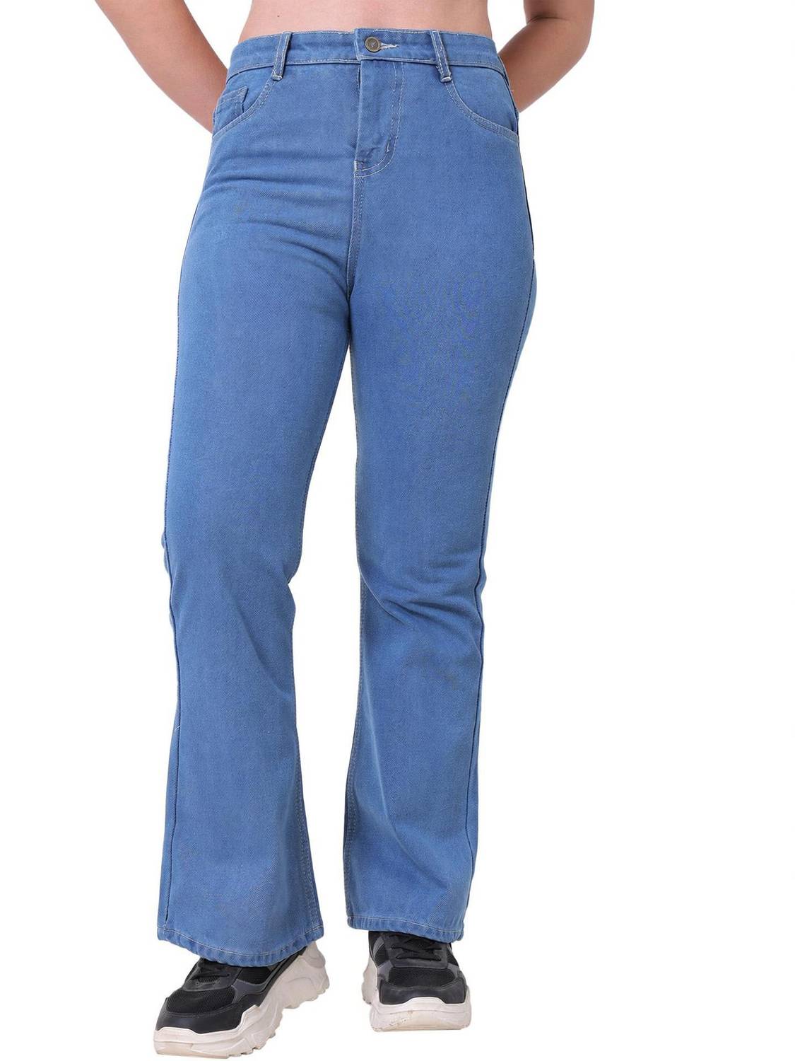3BUTTERFLIES Boot-Leg Women Blue Jeans