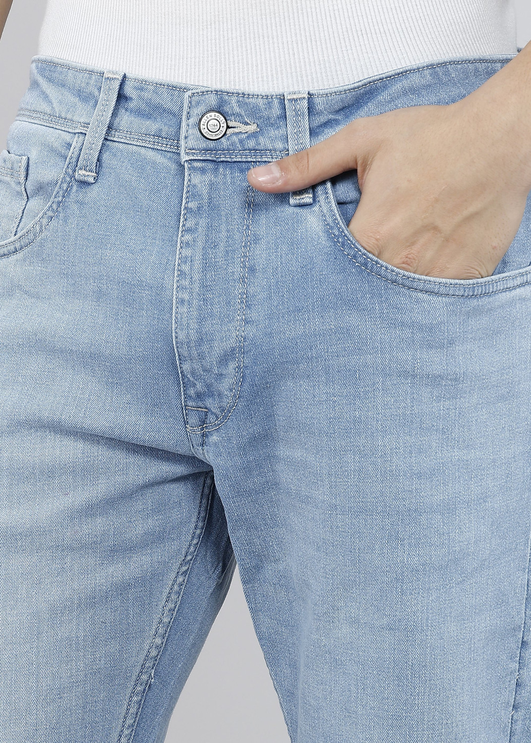 Image of Allen Solly Men Regular Mid Rise Blue Jeans