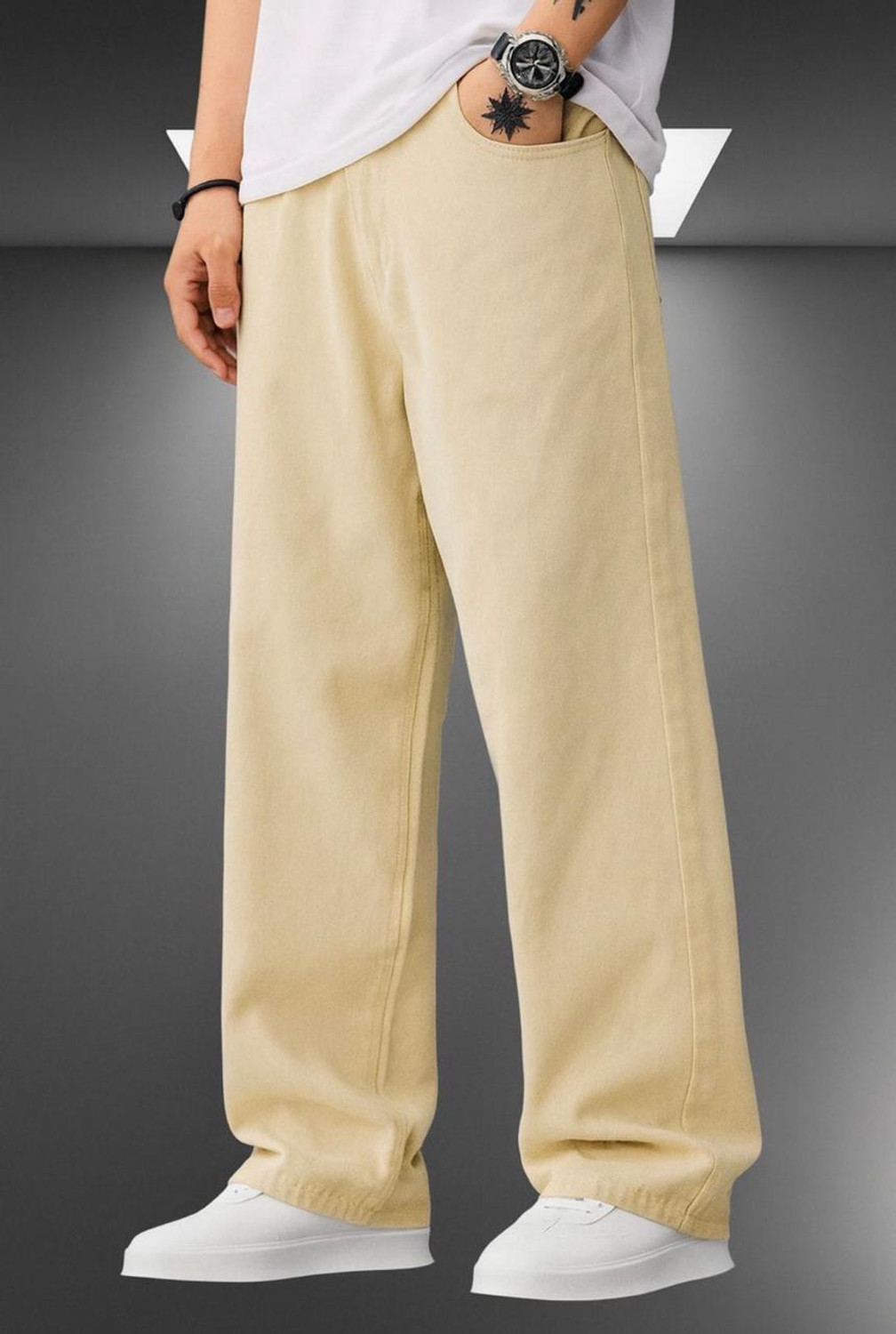 Image of DASHING FIT Loose Fit Men Beige Jeans