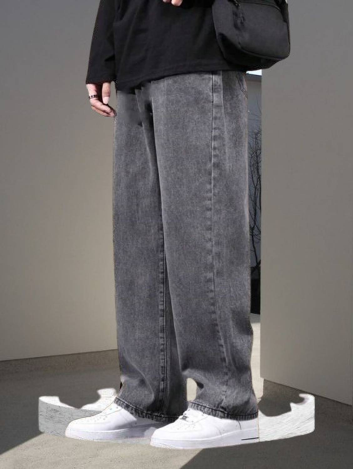 StarForWell Loose Fit Men Grey Jeans - Image 3