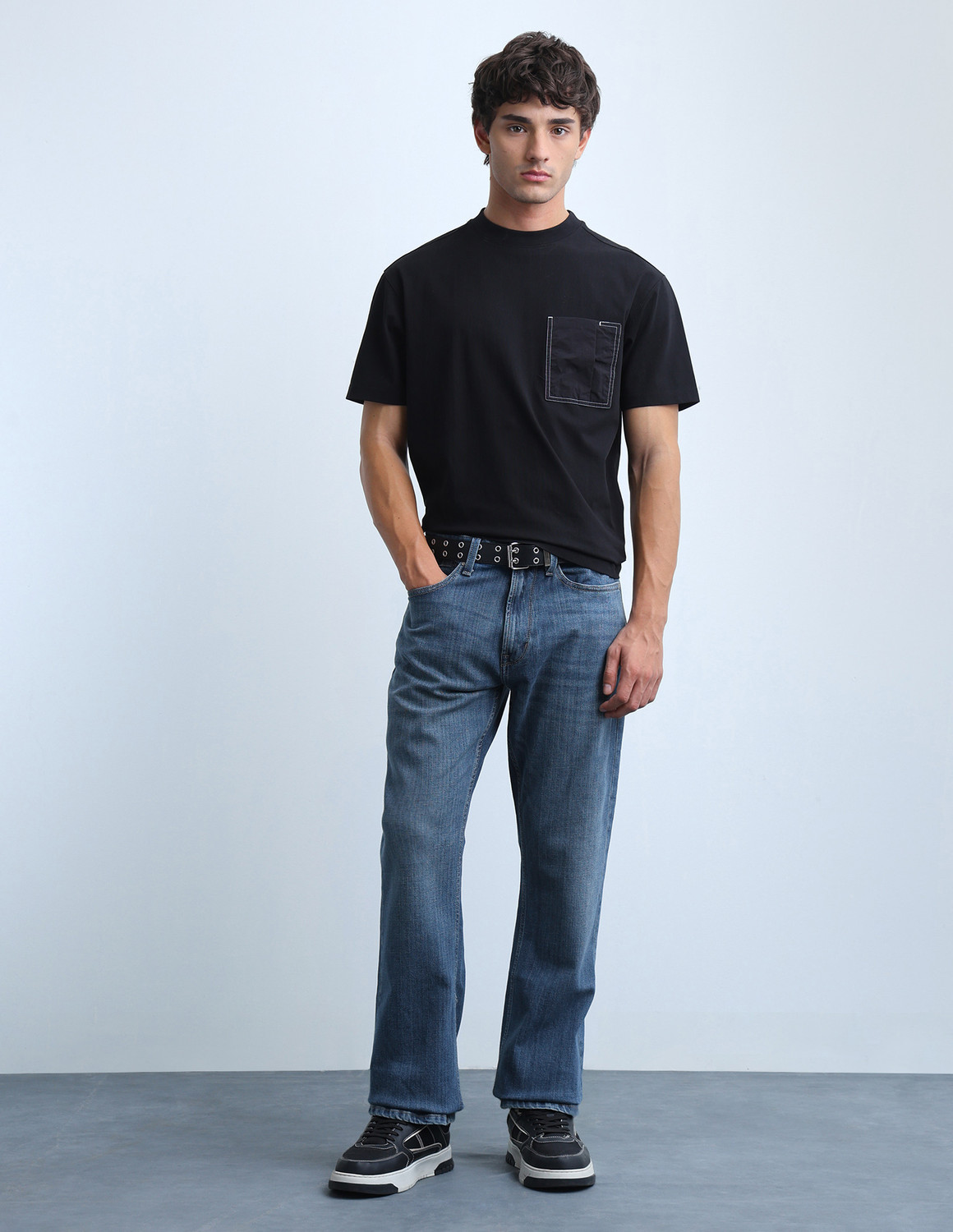 Image of FLYING MACHINE Boot-Leg Men Blue Jeans