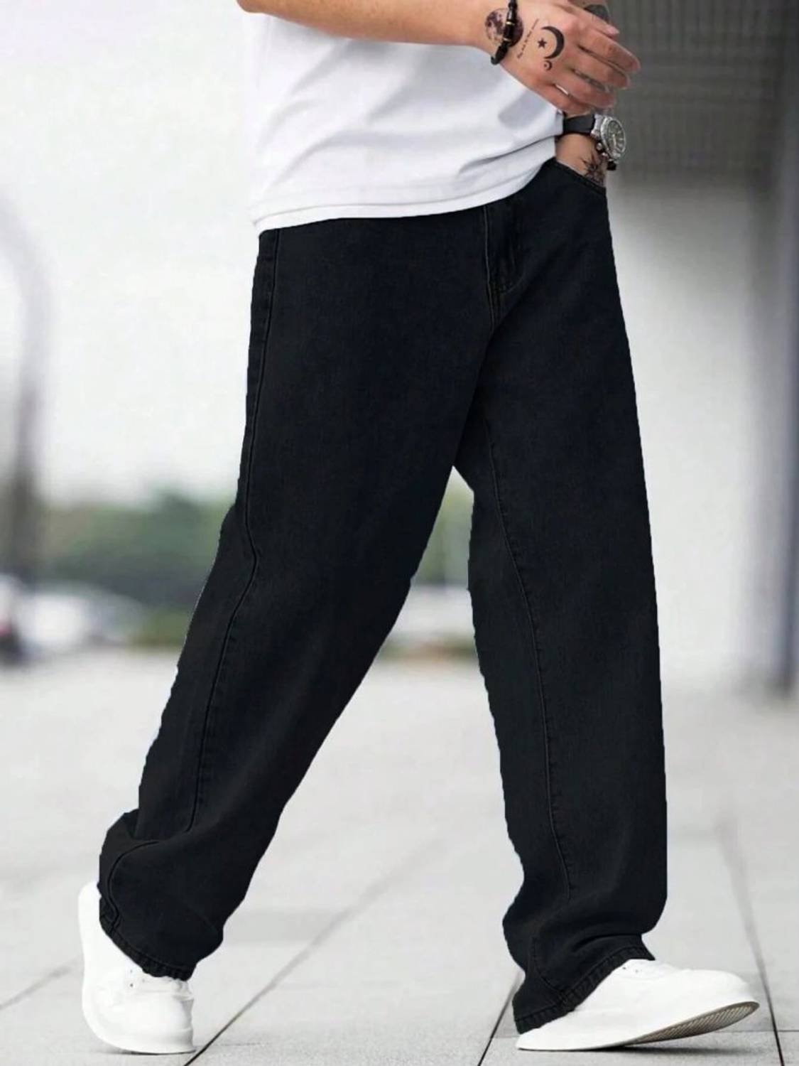 Playfeel Loose Fit Men Black Jeans - Image 3