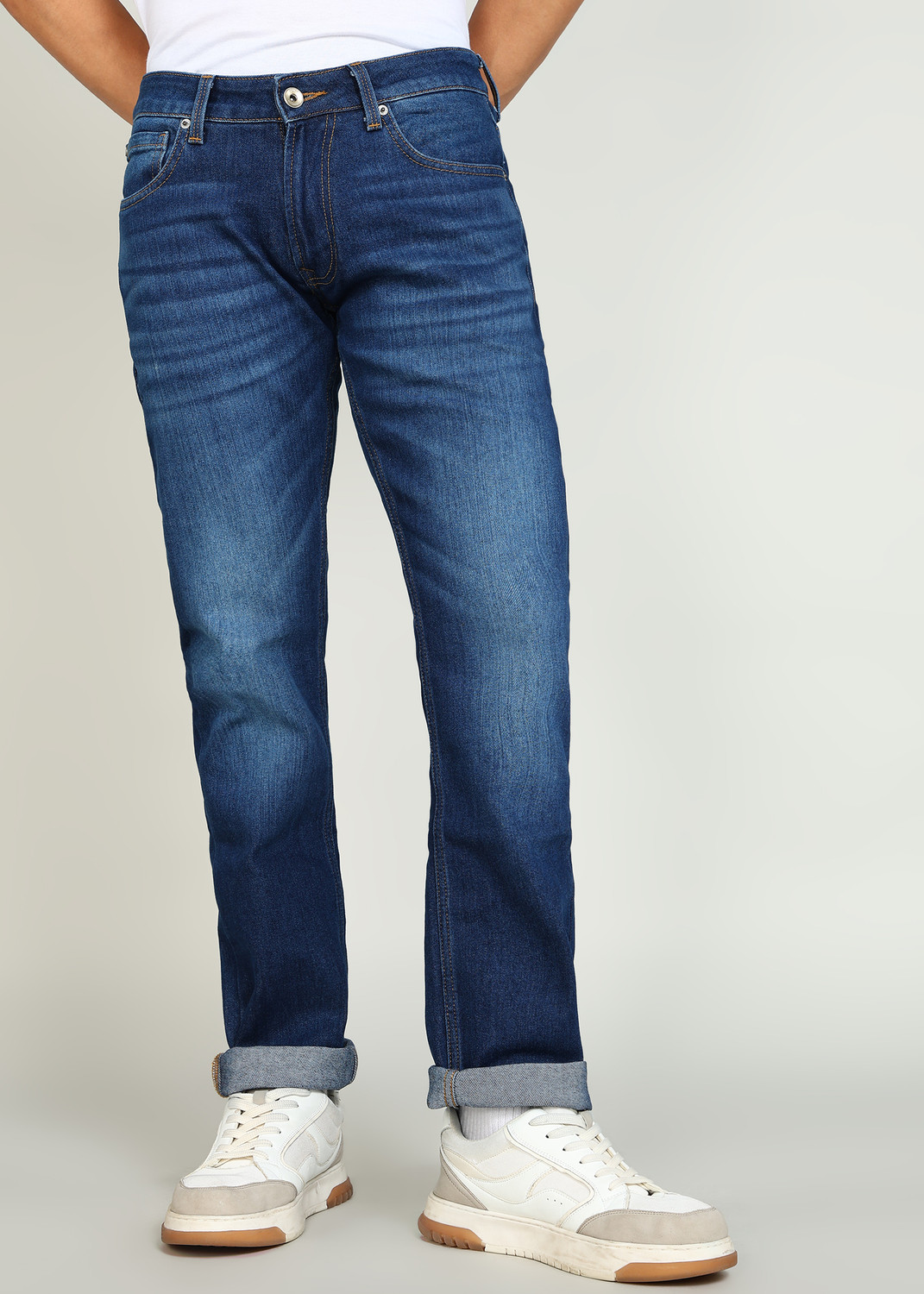 Image of Spykar Regular Men Dark Blue Jeans
