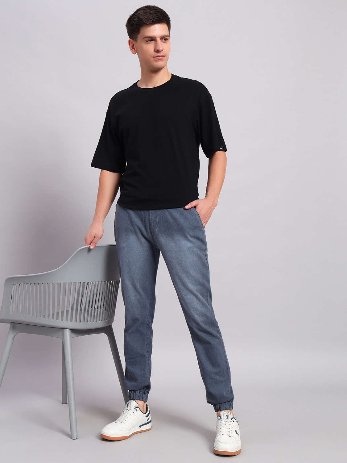 Image of Creatyywitty Jogger Fit Men Grey Jeans