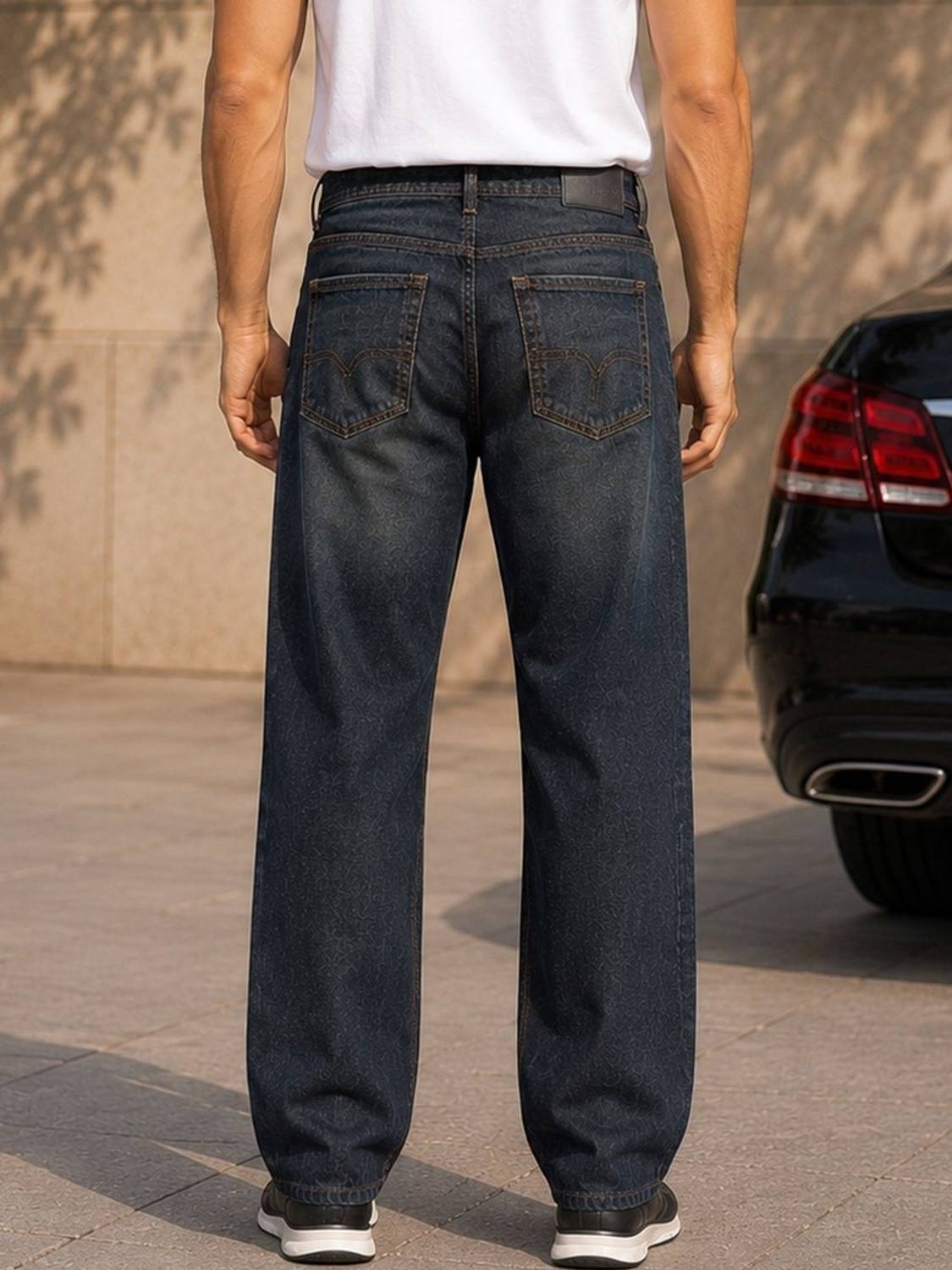 ANGERHOOD Loose Fit Men Dark Blue Jeans - Image 3