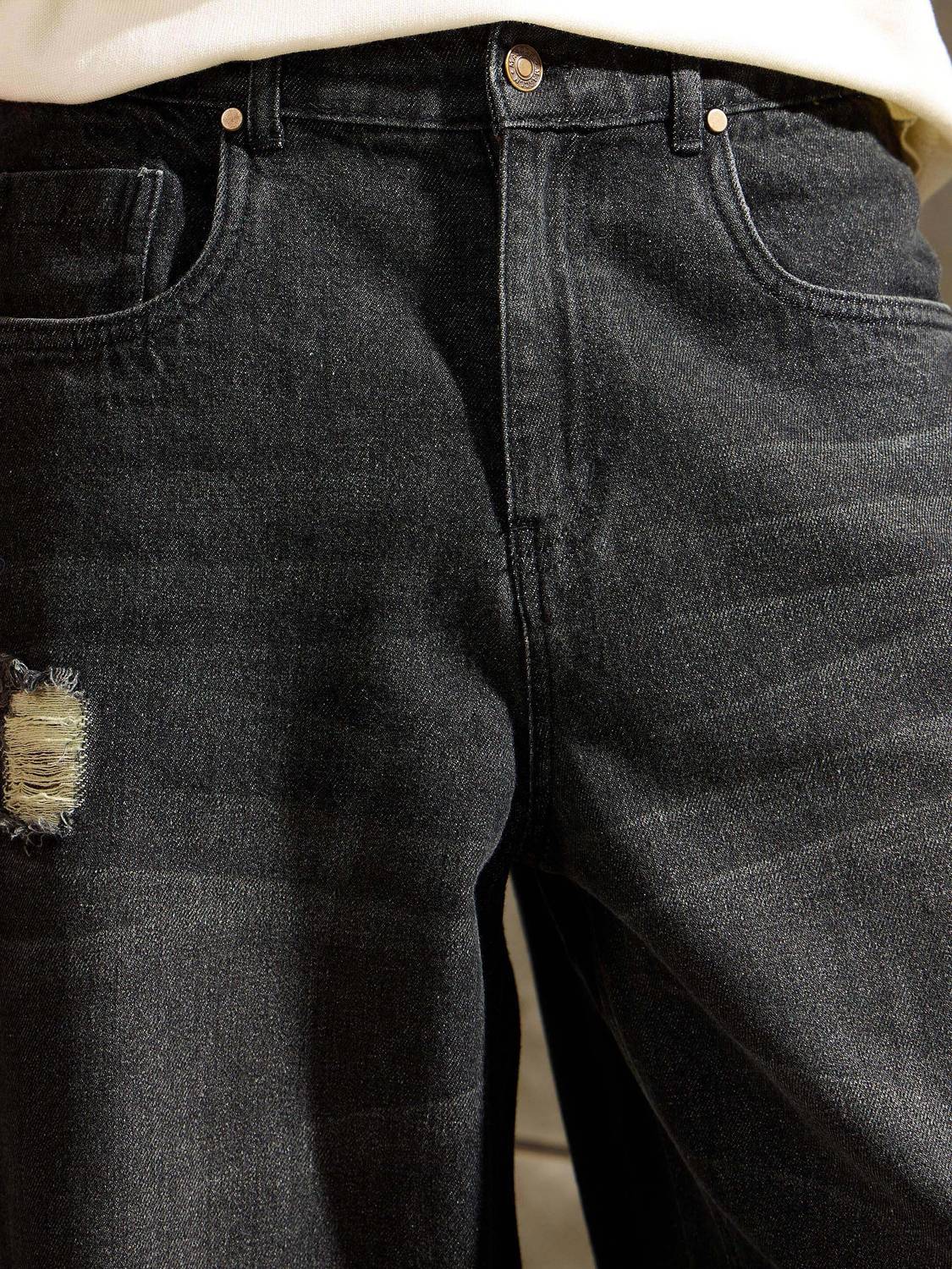 MASCLN SASSAFRAS Loose Fit Men Black Jeans - Image 4