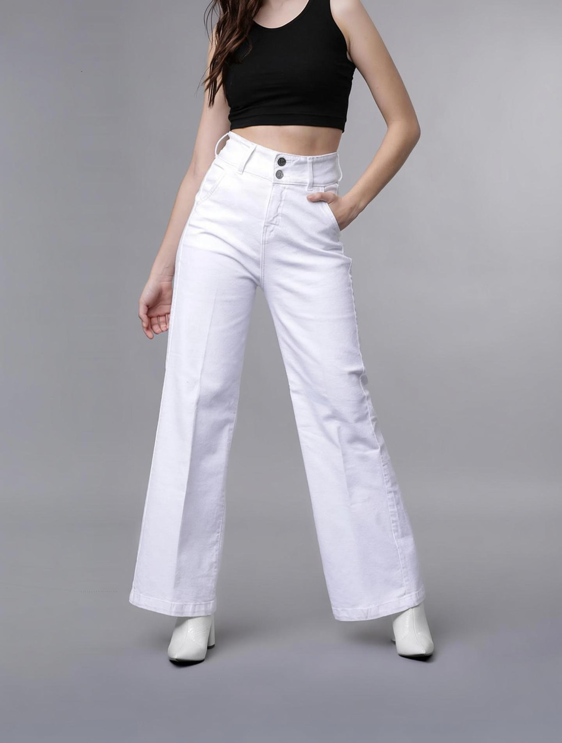 Image of Tokyo Talkies Flared Women White Jeans