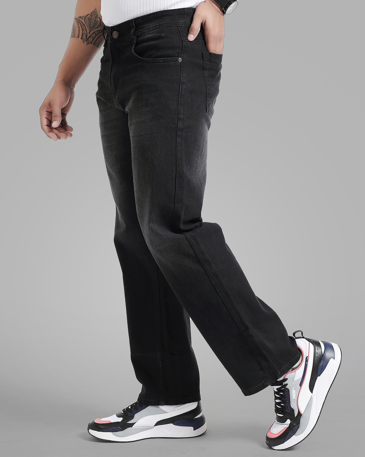 Image of METRONAUT Straight Fit Men Black Jeans