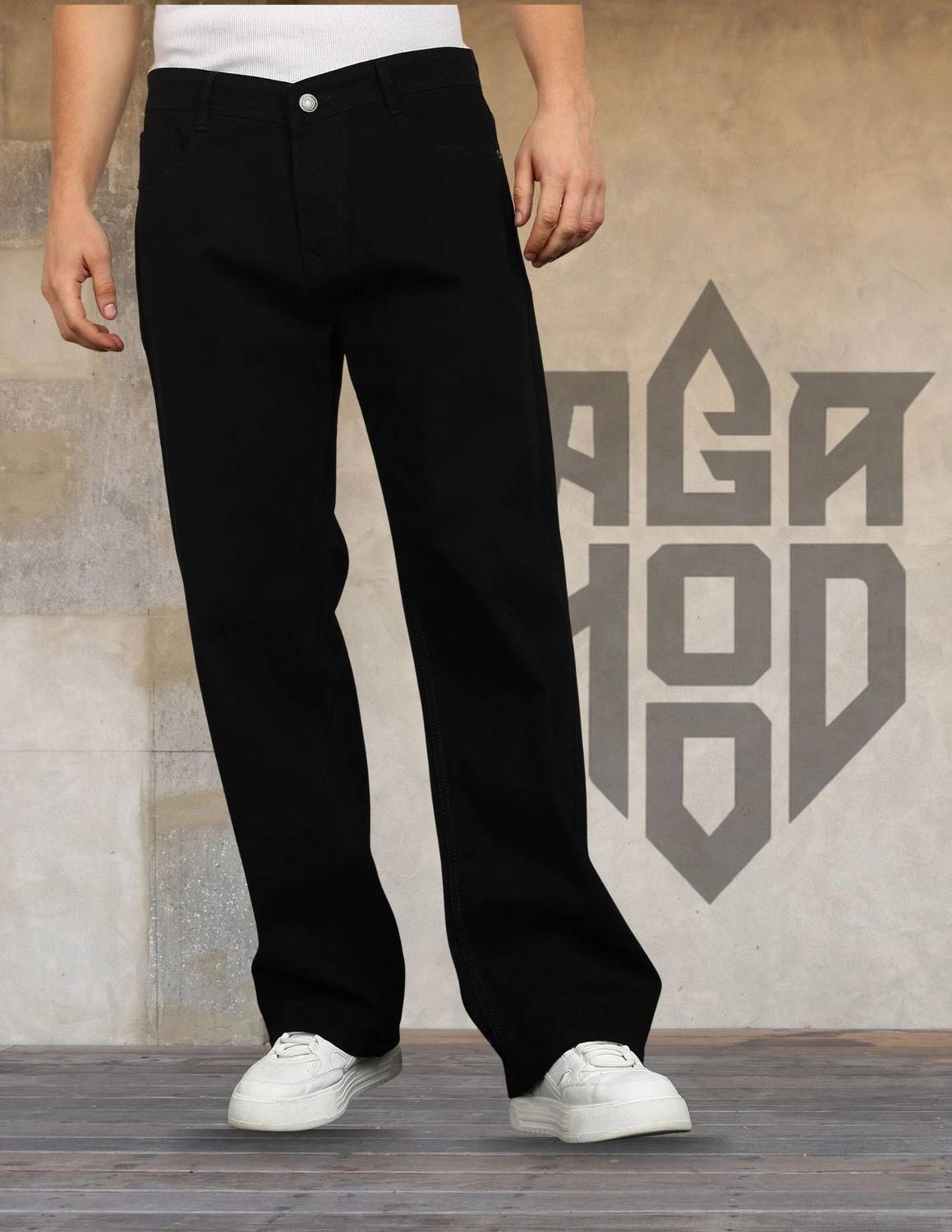 ANGERHOOD Relaxed Fit Men Black Jeans