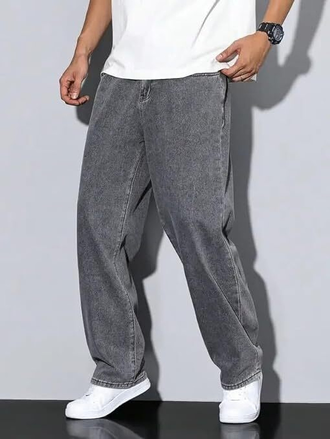 Image of UNITED DENIM Loose Fit Men Grey Jeans
