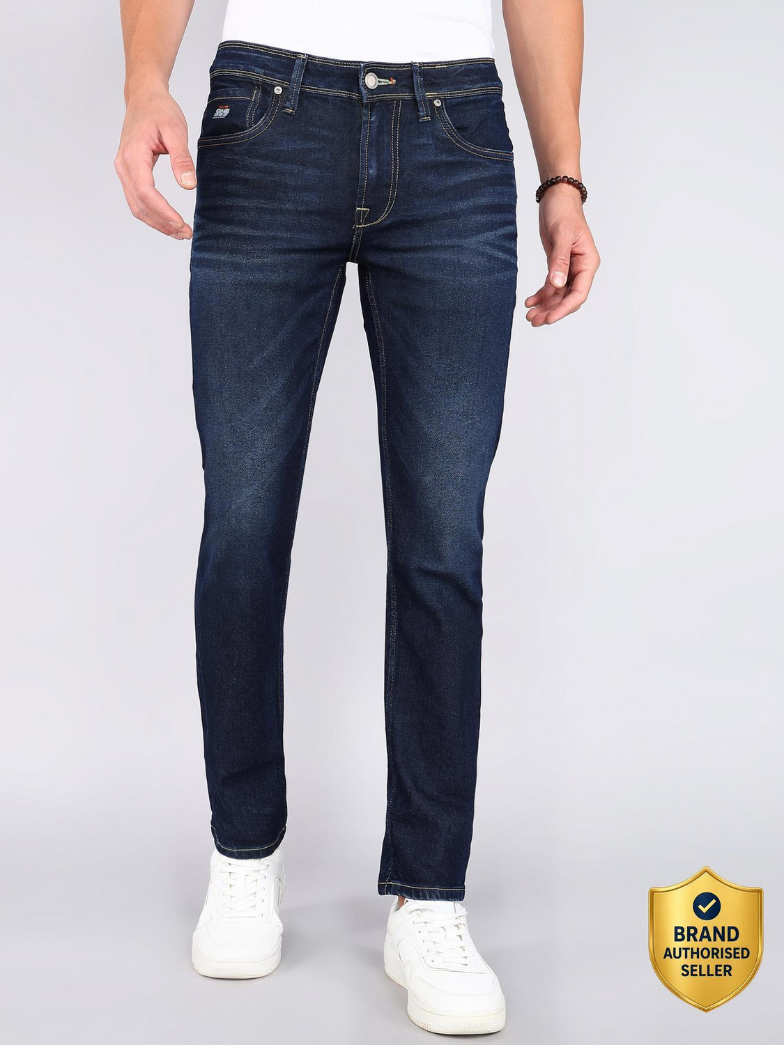 Image of KILLER Men Slim Mid Rise Dark Blue Jeans
