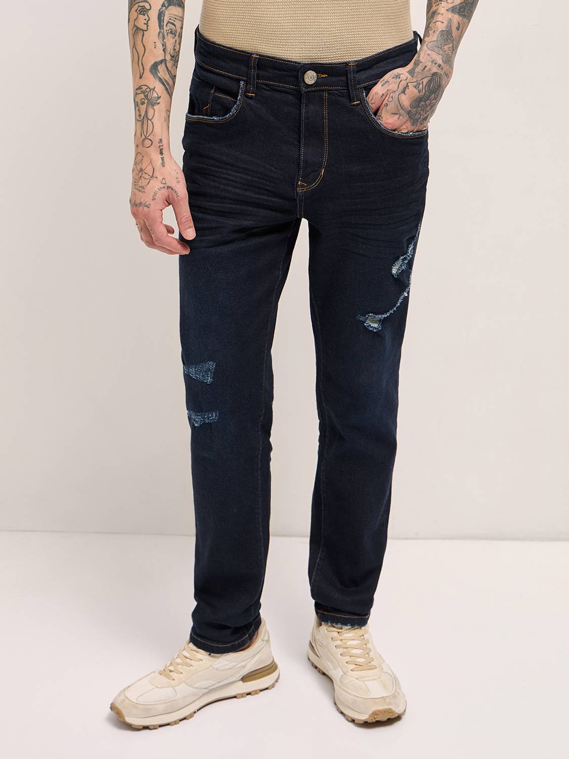 THE BEAR HOUSE Slim Men Dark Blue Jeans