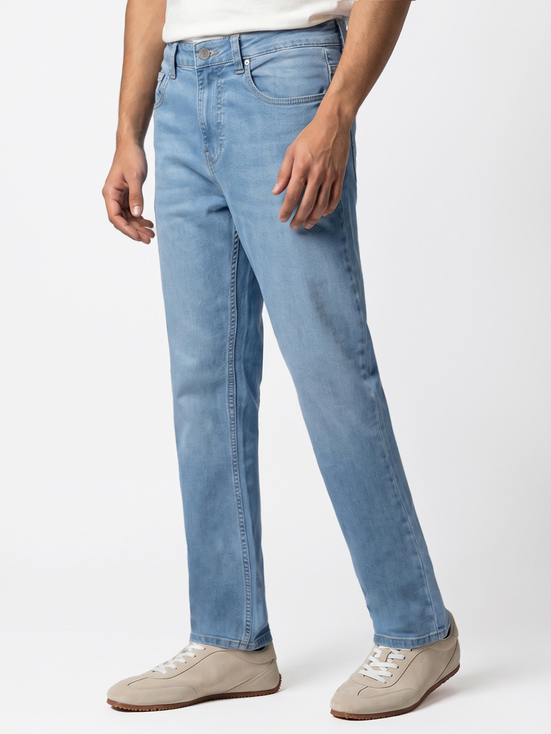 Image of Spykar Men Regular Mid Rise Light Blue Jeans