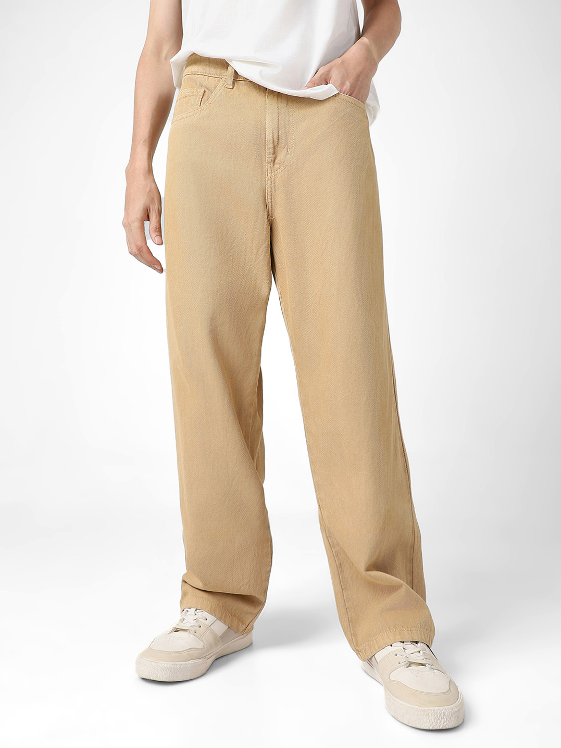 Image of Urbano Fashion Loose Fit Men Beige Jeans