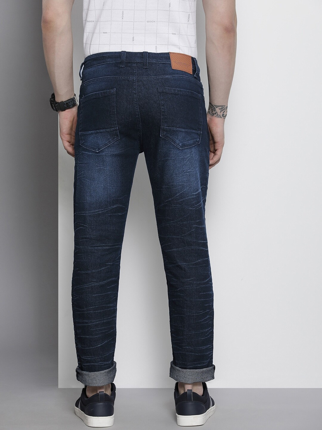 Image of The Indian Garage Co. Slim Men Dark Blue Jeans
