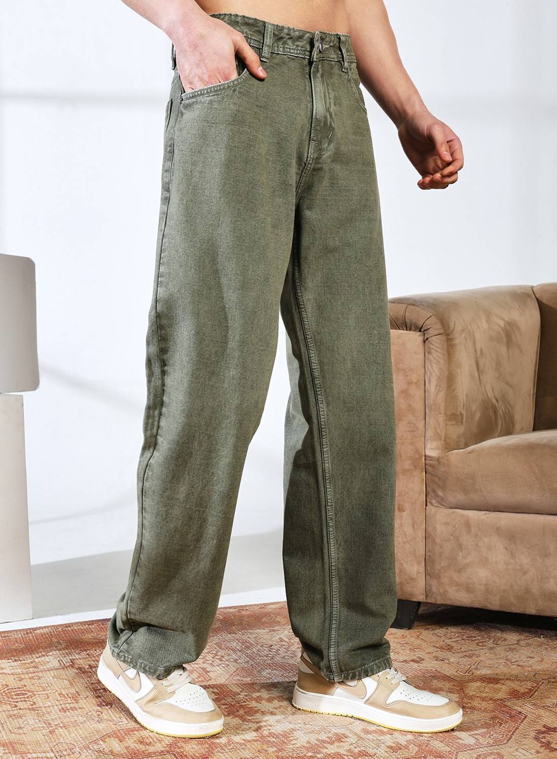 DENIM LOOK Loose Fit Men Green Jeans - Image 3