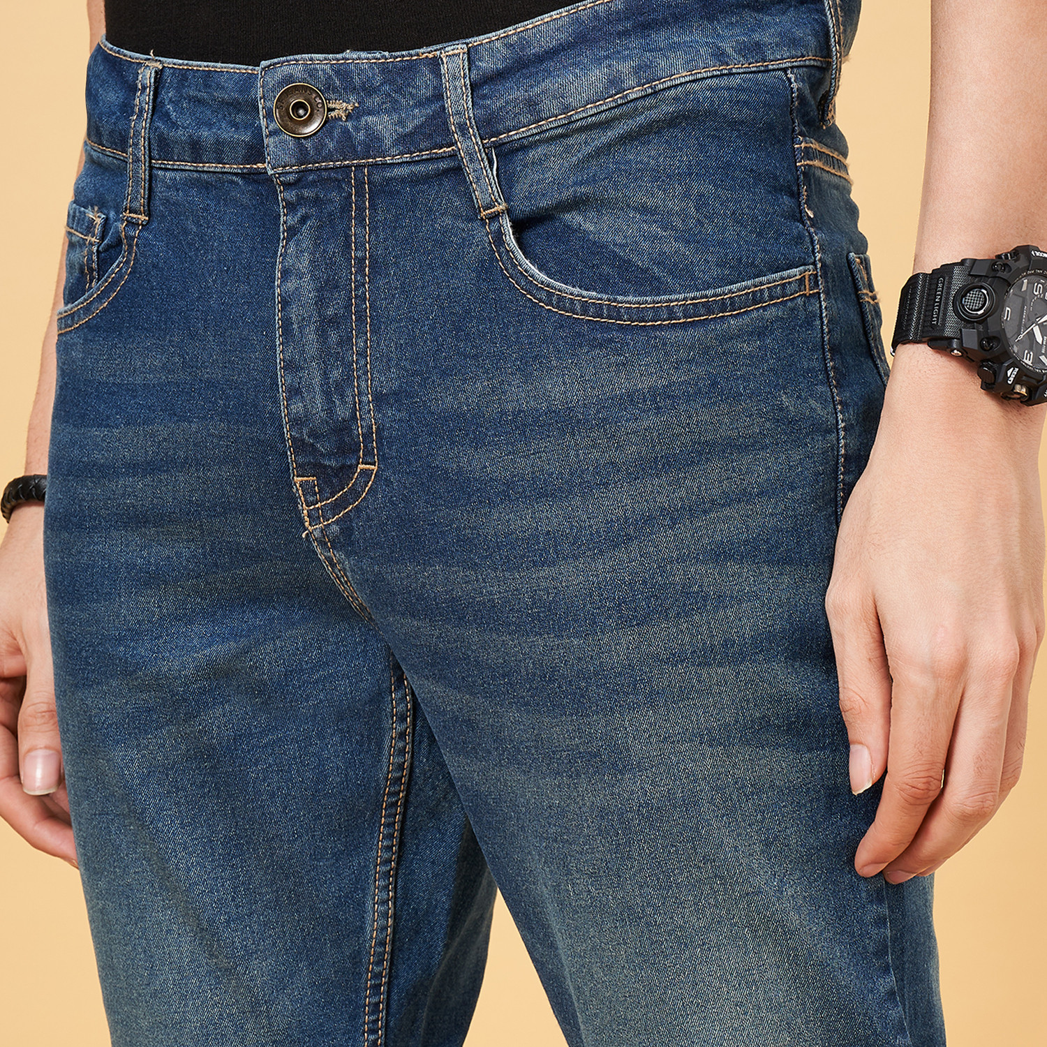 Image of SF Jeans by Pantaloons Slim Men Dark Blue Jeans