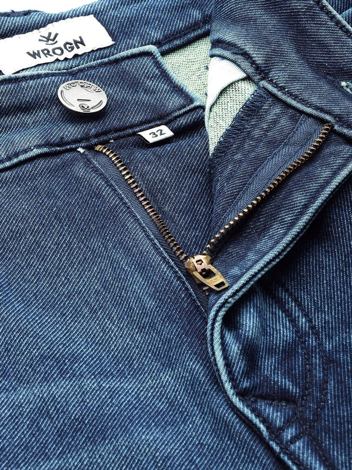 Image of WROGN Straight Fit Men Blue Jeans