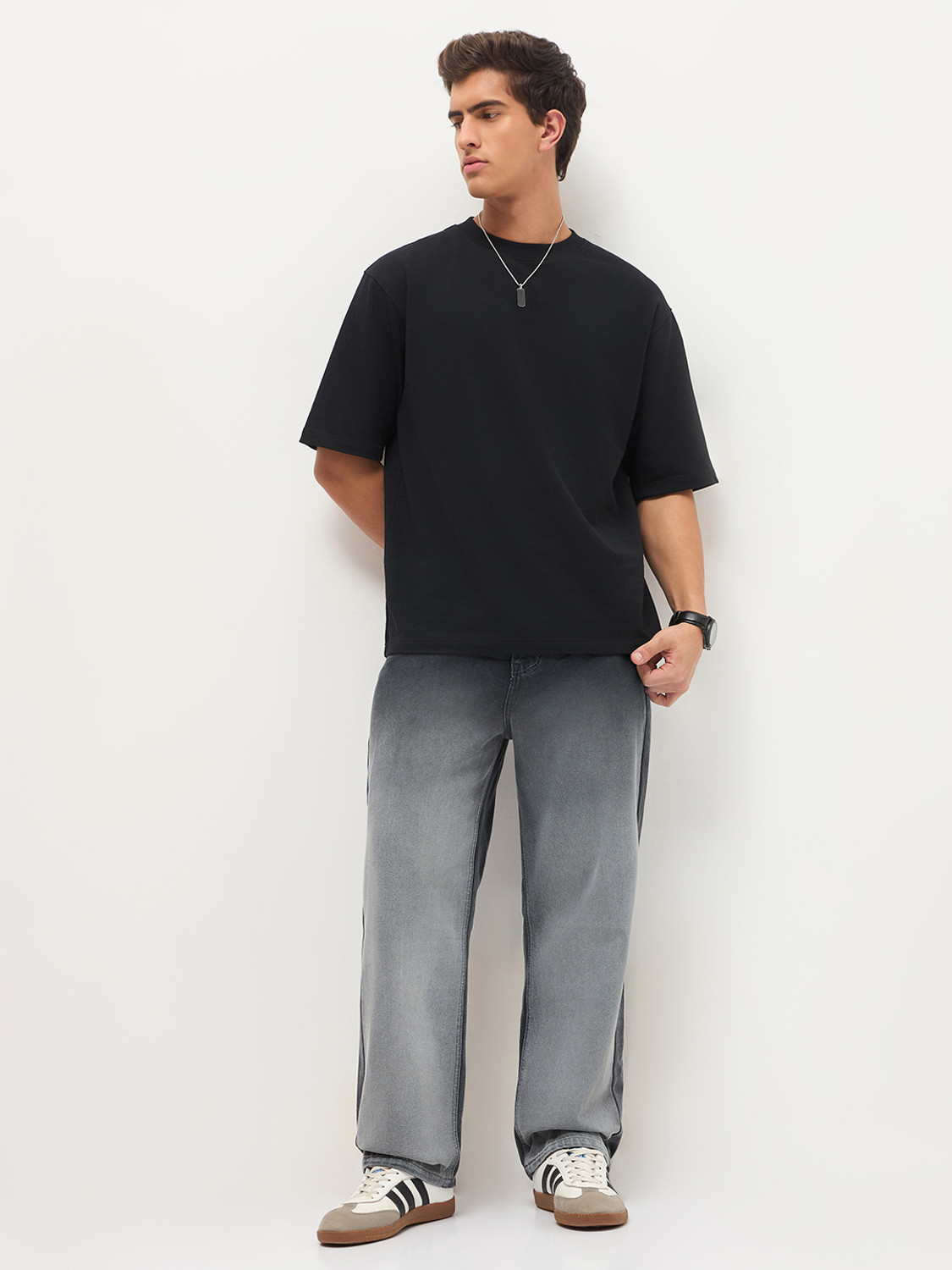 Image of Urbano Fashion Loose Fit Men Dark Grey Jeans