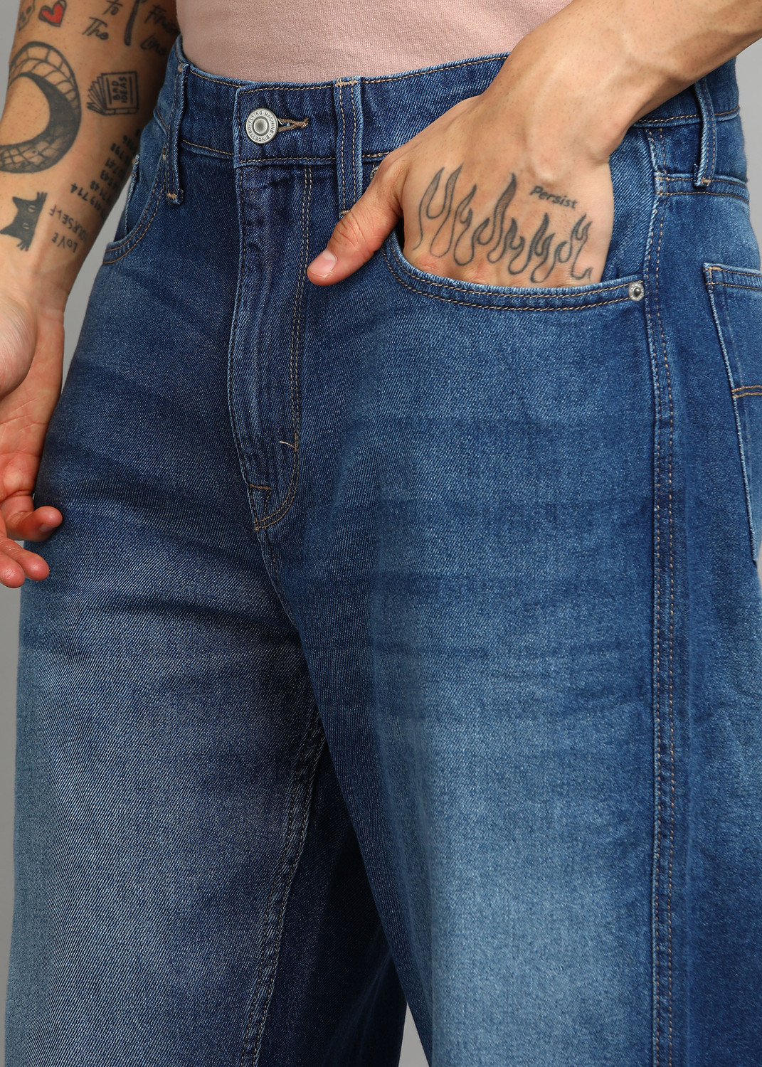 Image of FLYING MACHINE Relaxed Fit Men Blue Jeans