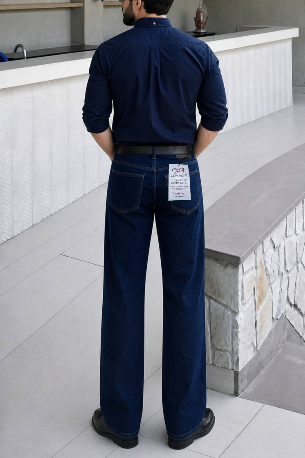 LEVORCE Loose Fit Men Dark Blue Jeans - Image 2