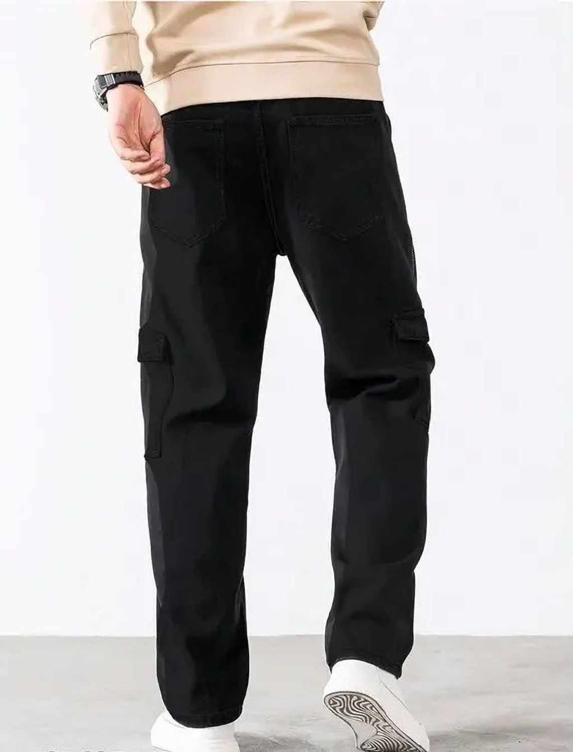 Image of gntrends Loose Fit Men Black Jeans