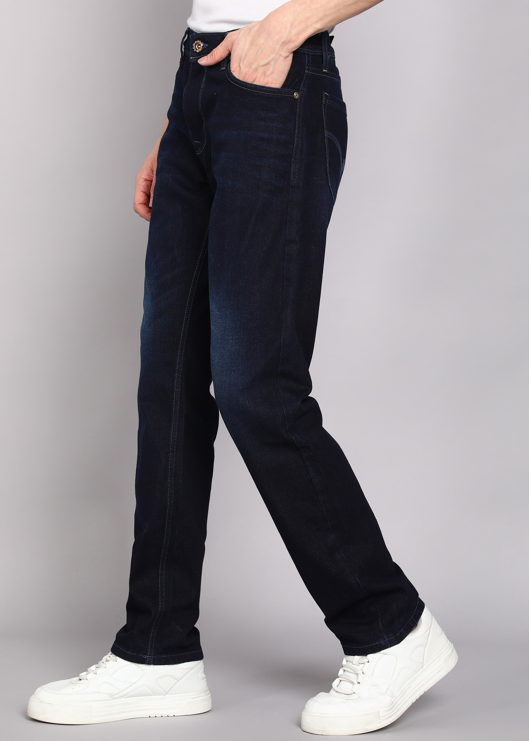 Image of LAWMAN Straight Fit Men Dark Blue Jeans