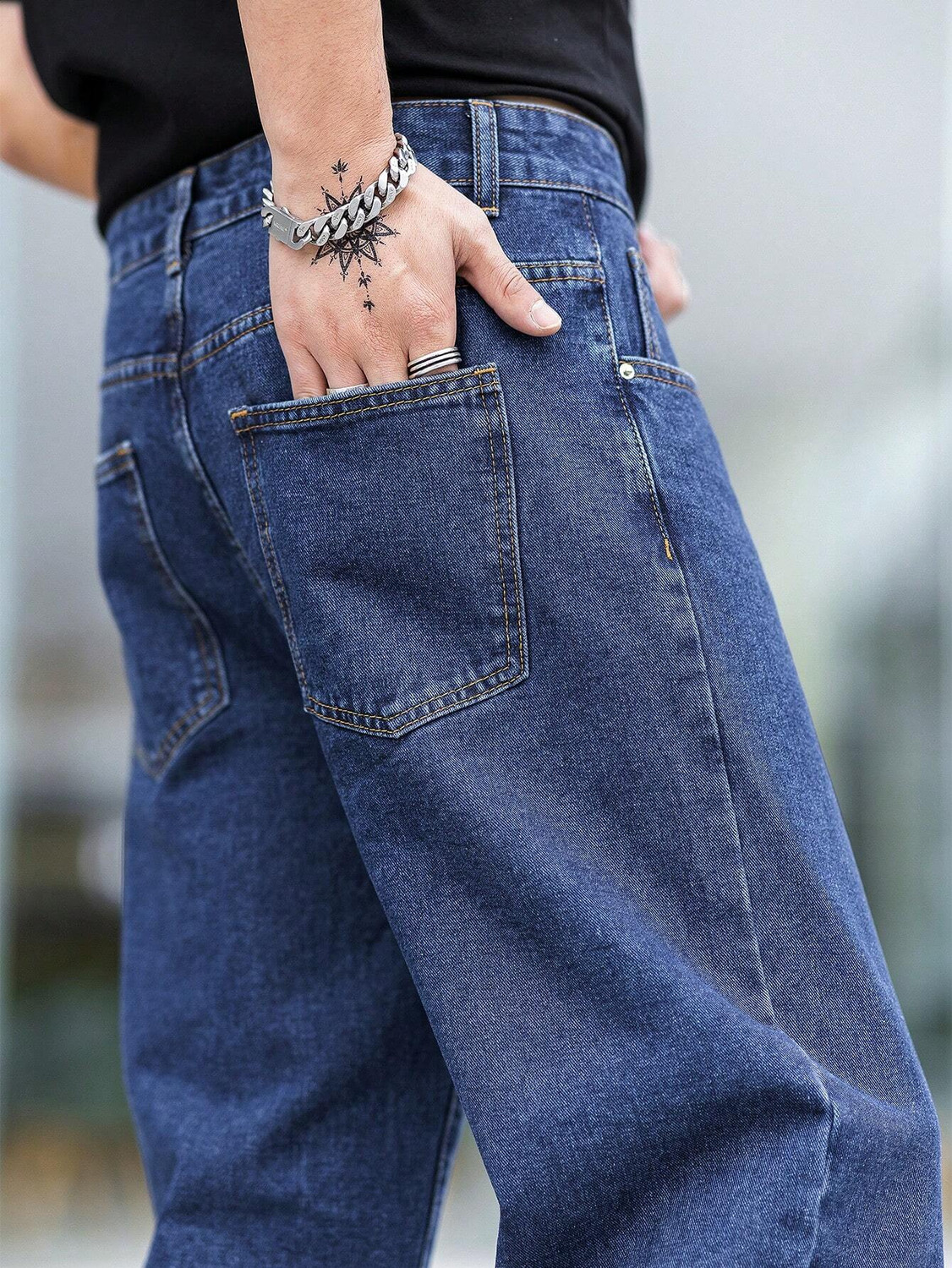 Image of DENIM LOOK Relaxed Fit Men Dark Blue Jeans