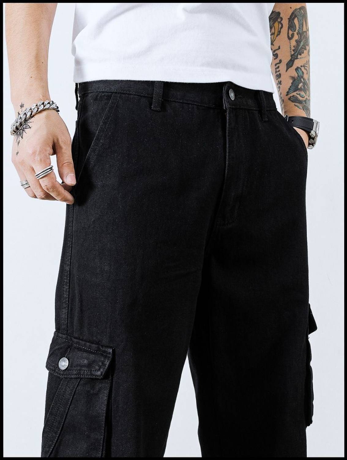 TOP Relaxed Fit Men Black Jeans - Image 5