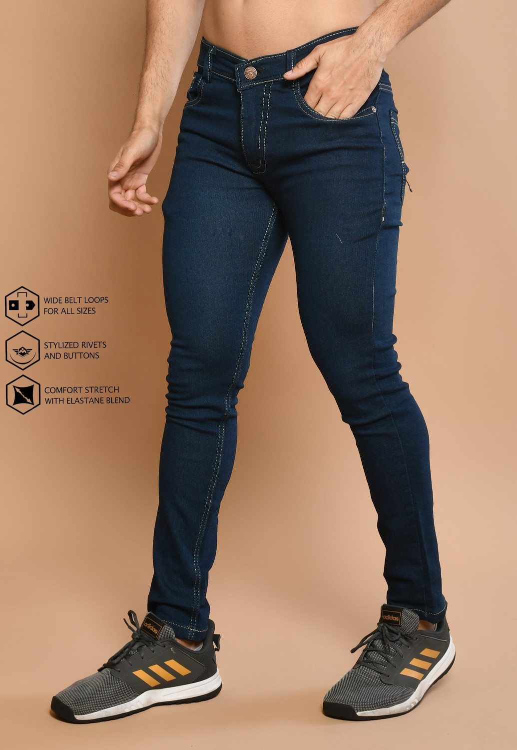 Image of RASSO Regular Men Dark Blue Jeans