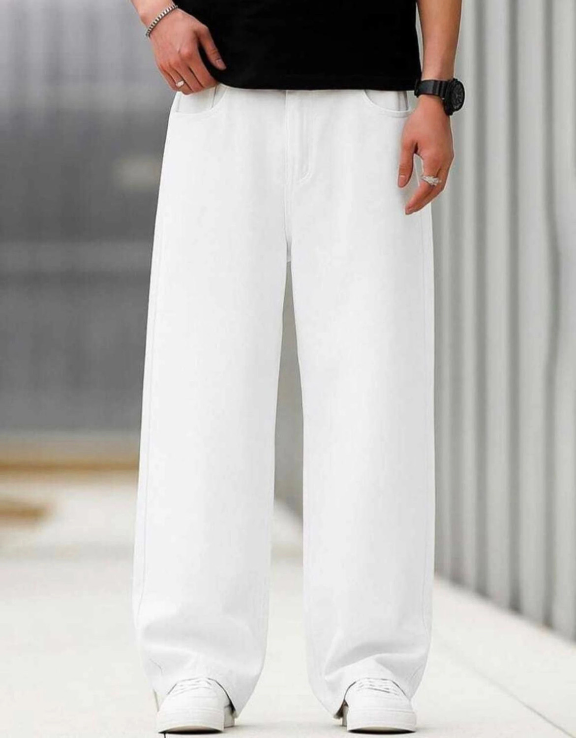 Image of Denim Asia Loose Fit Men White Jeans