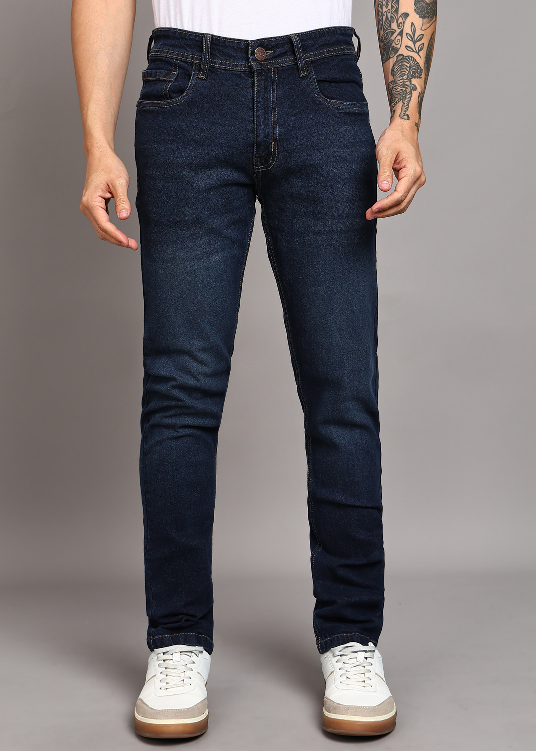 Image of PETER ENGLAND Men Regular Mid Rise Blue Jeans