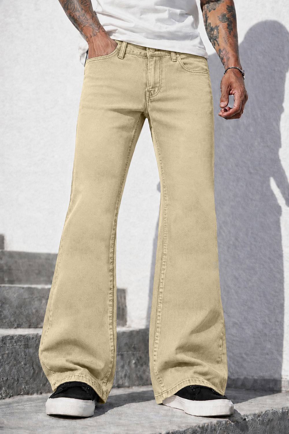 Plus91 Boot-Leg Men Beige Jeans - Image 4