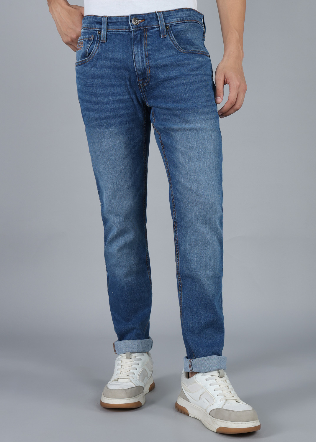 Image of U.S. Polo Assn. Denim Co. Men Tapered Fit Mid Rise Blue Jeans
