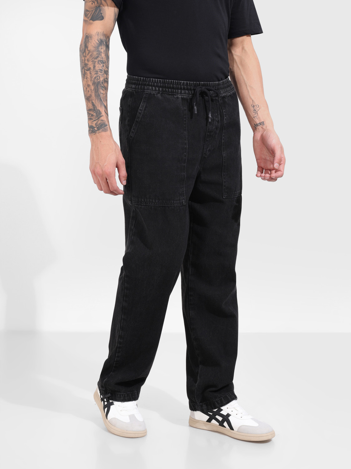 Image of The Indian Garage Co. Relaxed Fit Men Black Jeans