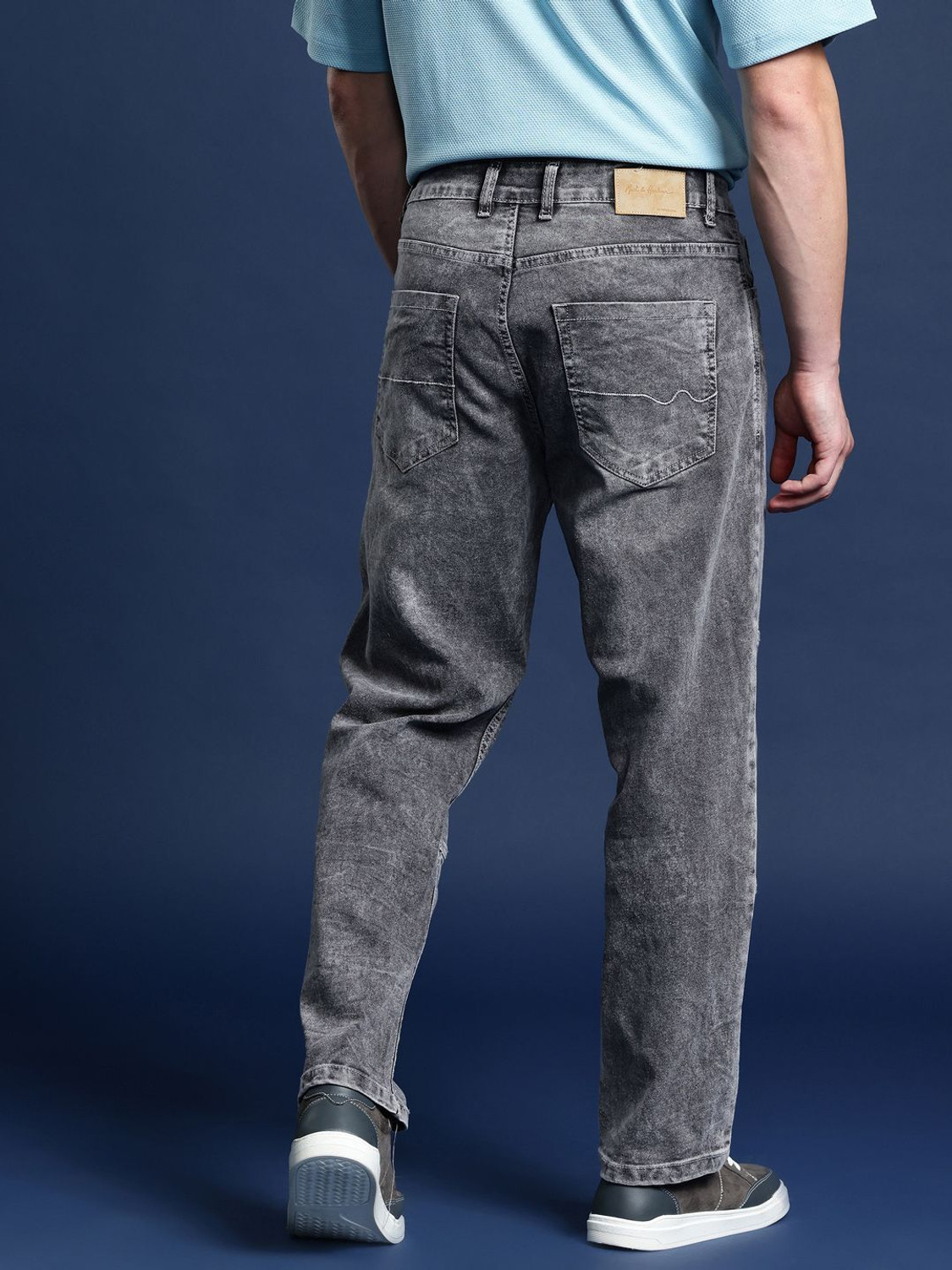 Image of Mast & Harbour Straight Fit Men Grey Jeans