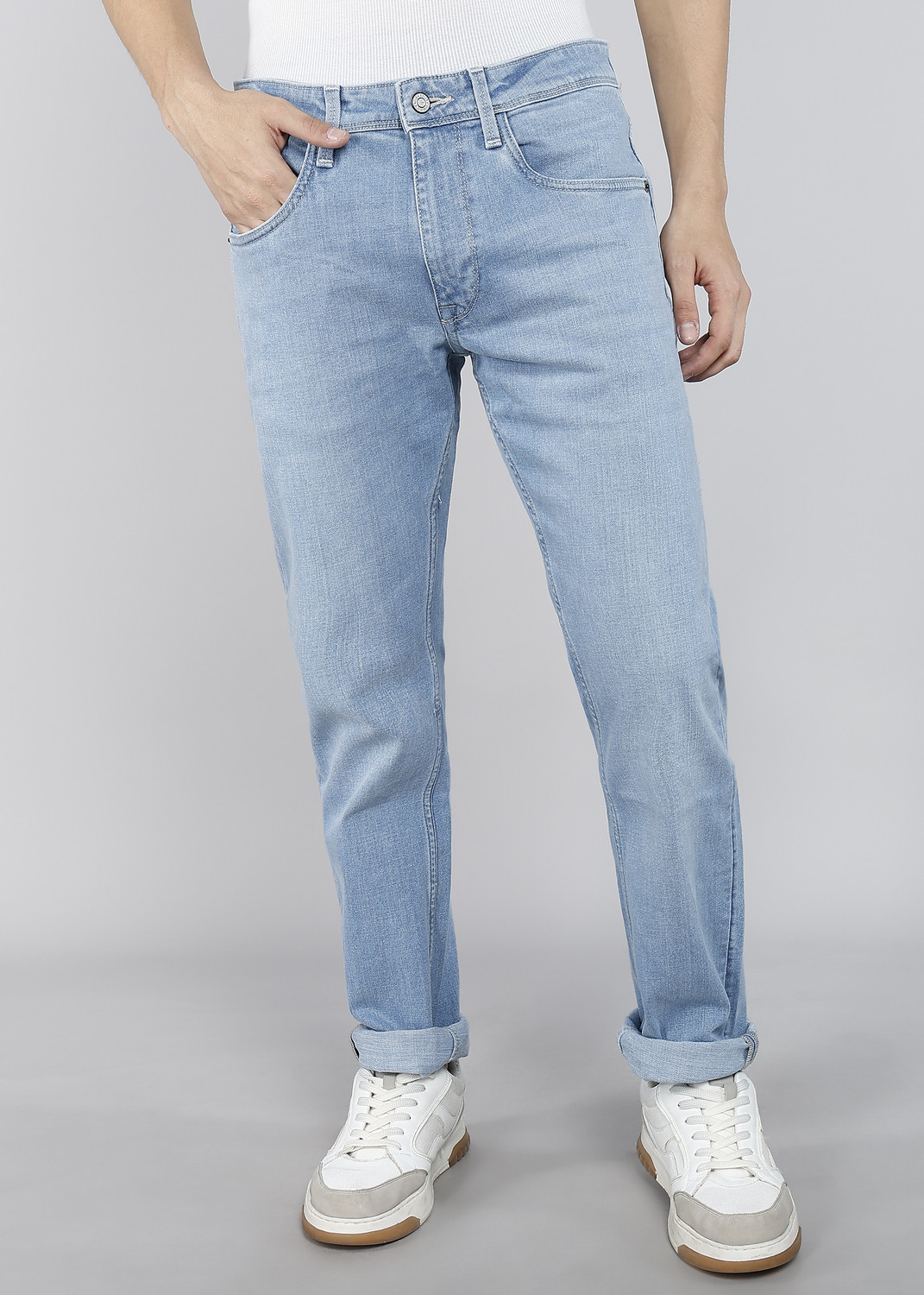 Image of Allen Solly Men Regular Mid Rise Blue Jeans
