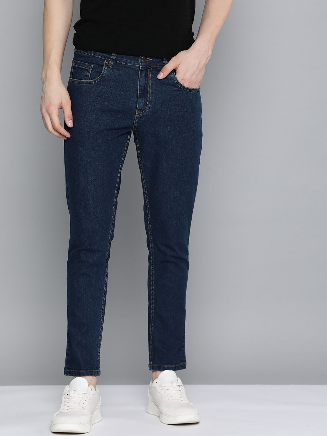Image of Mast & Harbour Tapered Fit Men Dark Blue Jeans