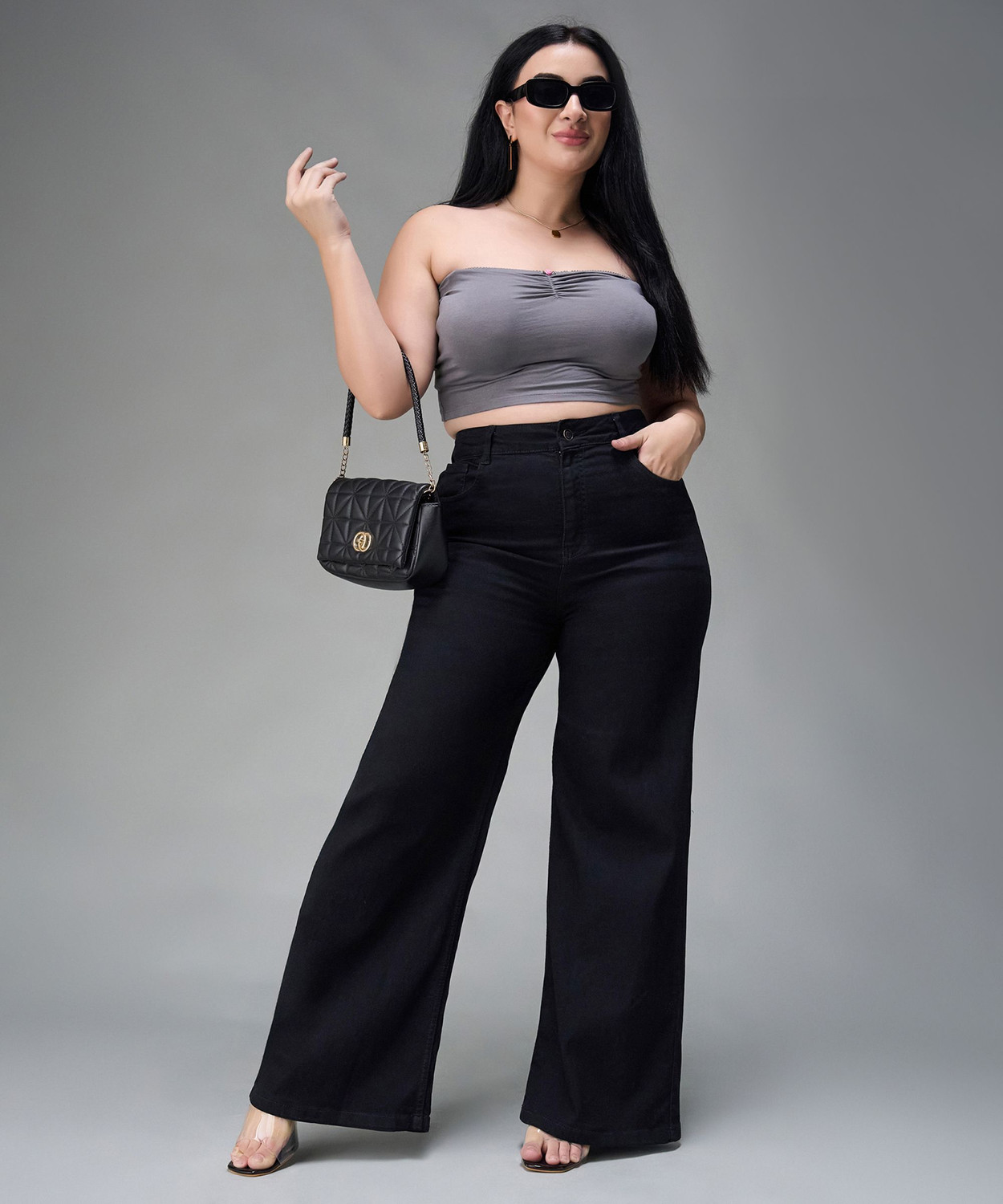 Image of Miss Chase Women Flared High Rise Black Jeans