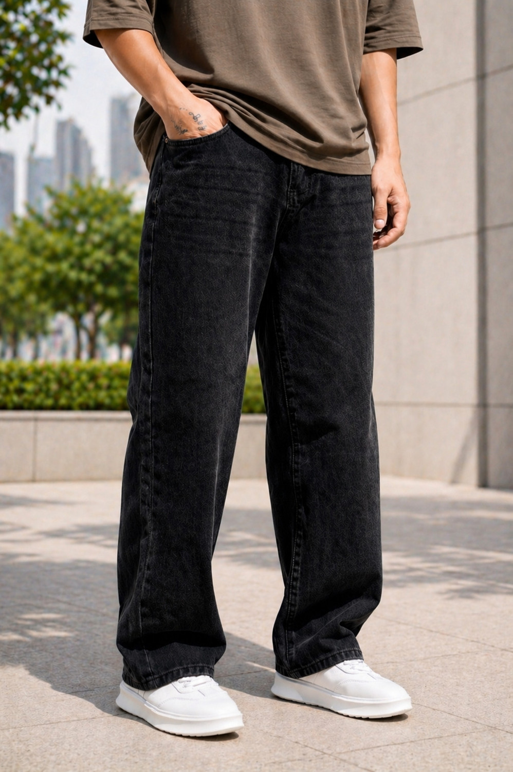 Image of Dixon Baggy Fit Men Black Jeans