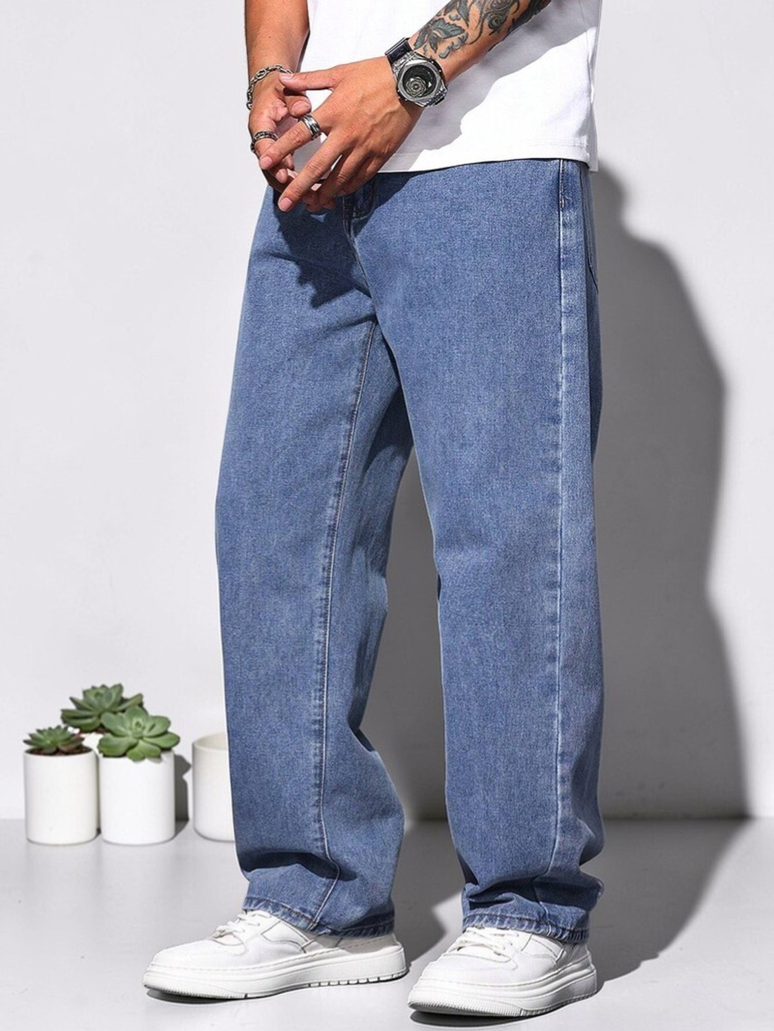Image of ZAYSH Loose Fit Men Blue Jeans