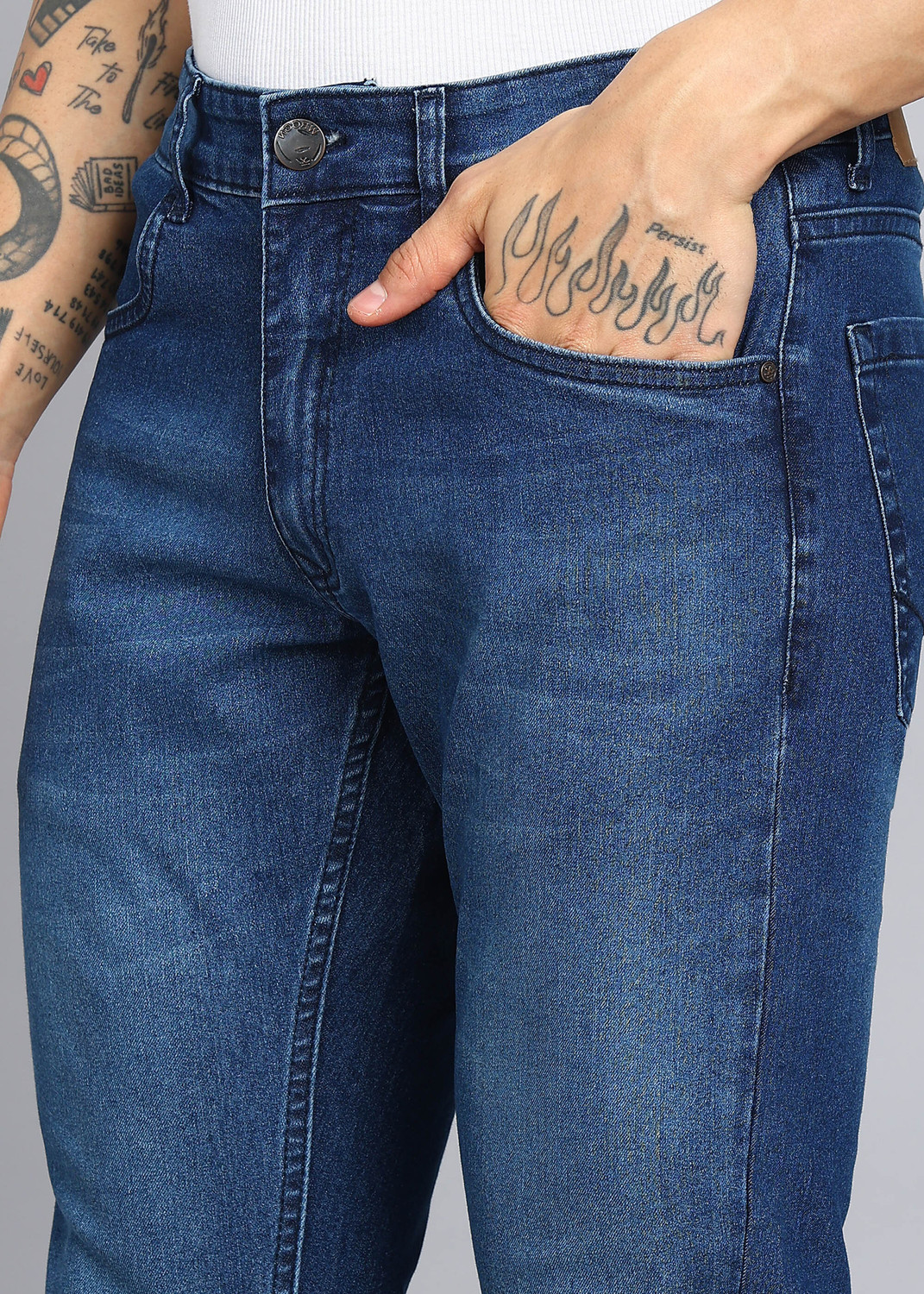 Image of WROGN Slim Men Dark Blue Jeans