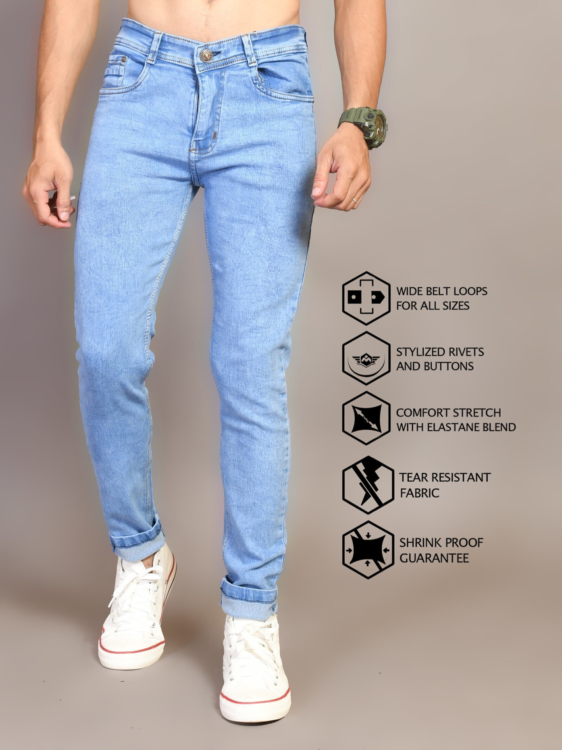 Image of Lzard Slim Men Light Blue Jeans