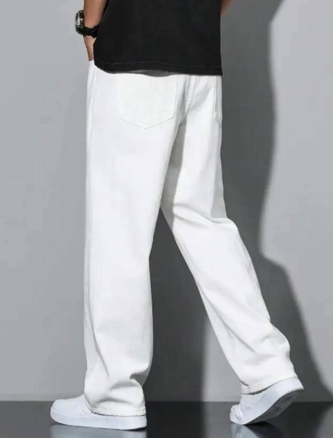 FLAYING Loose Fit Men White Jeans - Image 2