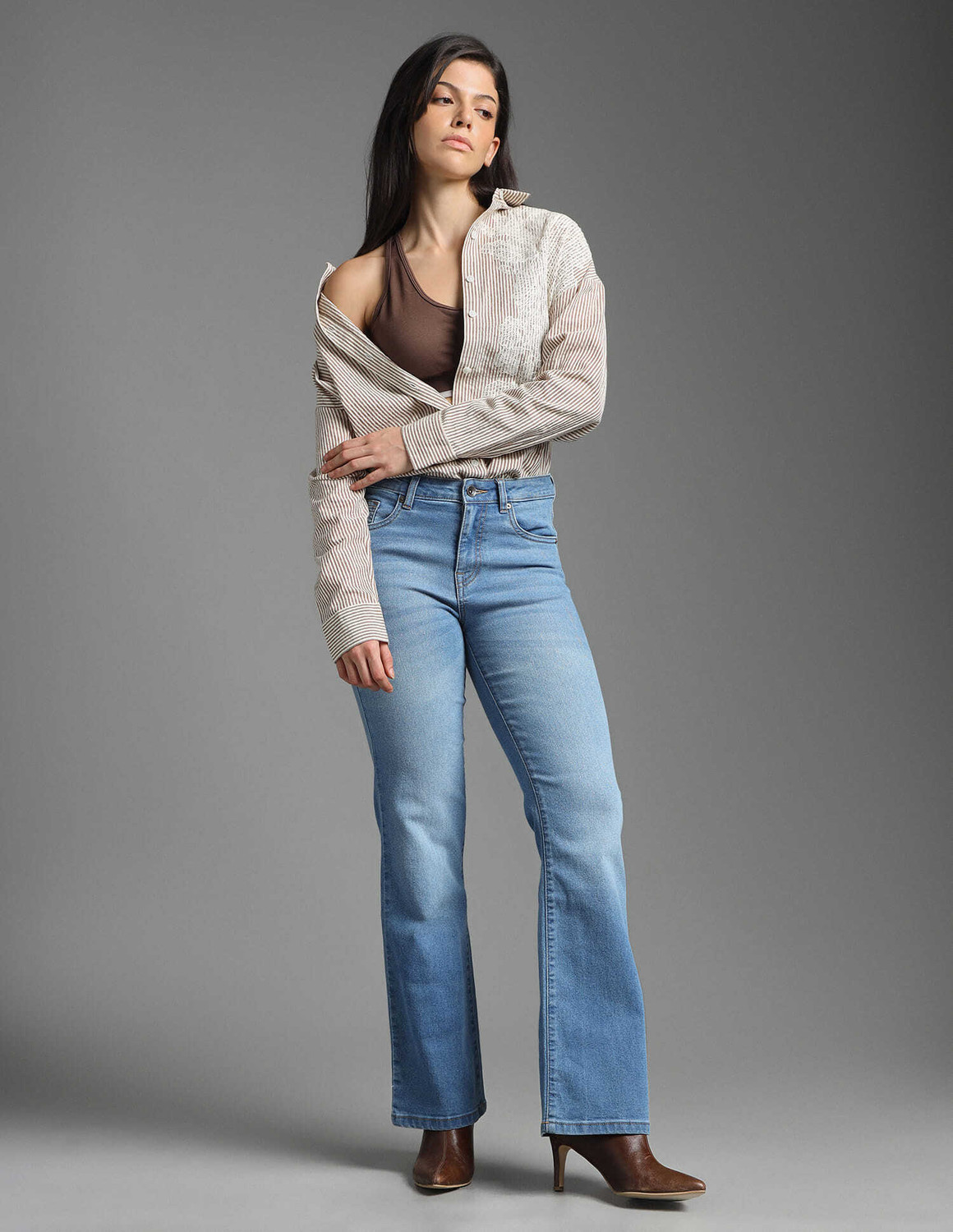 Image of FLYING MACHINE Boot-Leg Women Blue Jeans