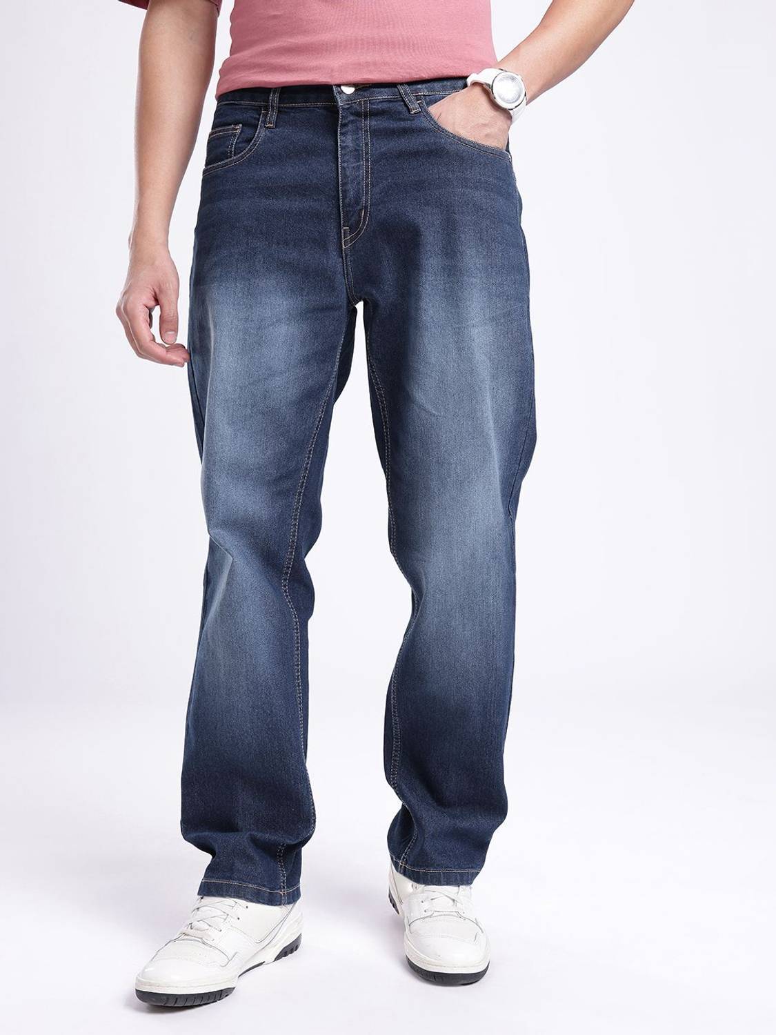 Glitchez Relaxed Fit Men Blue Jeans - Image 5