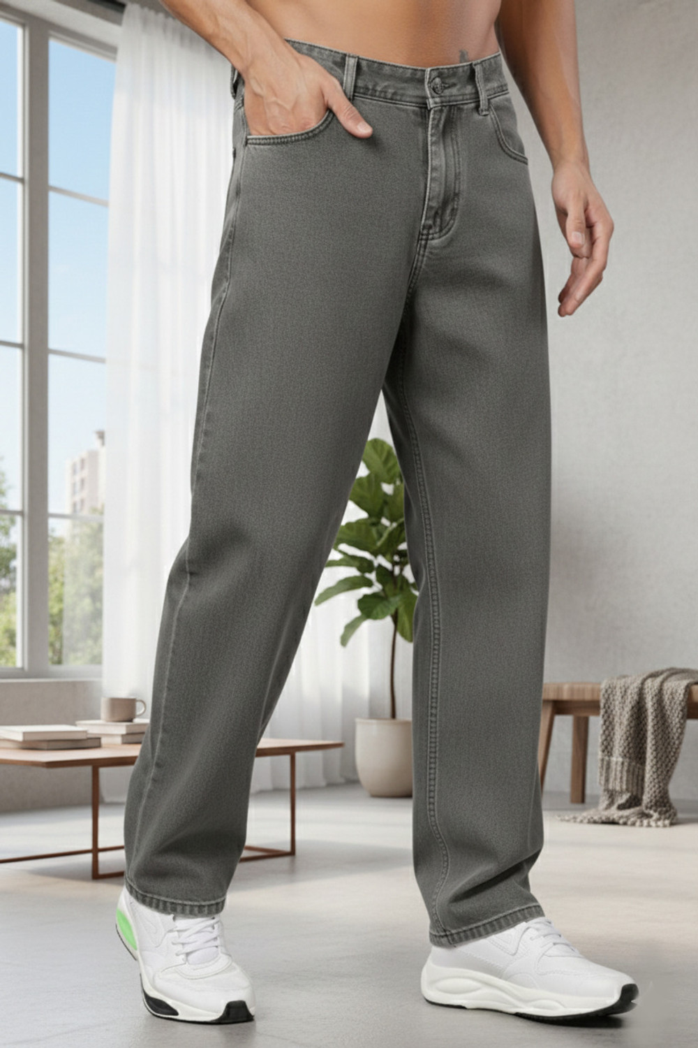 Image of ZAYSH Loose Fit Men Grey Jeans