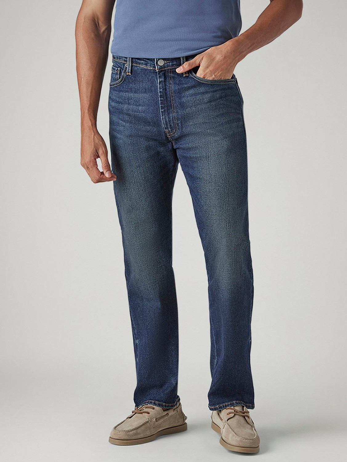 Image of LEVI'S Men Straight Fit Mid Rise Blue Jeans