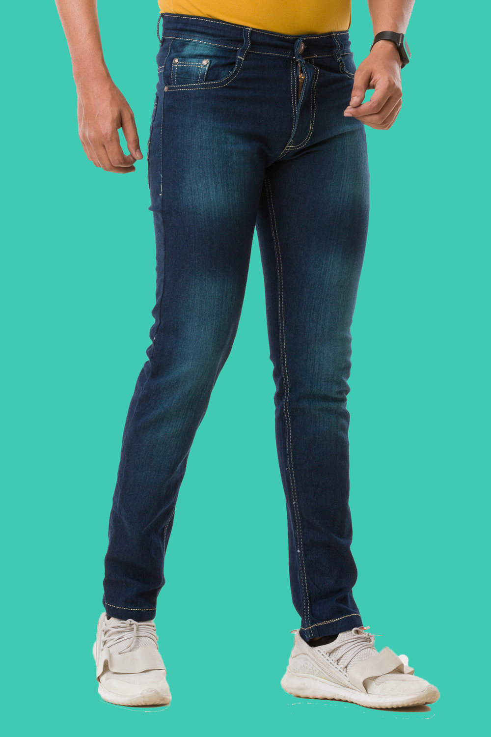 Image of METRONAUT Men Slim Mid Rise Green Jeans