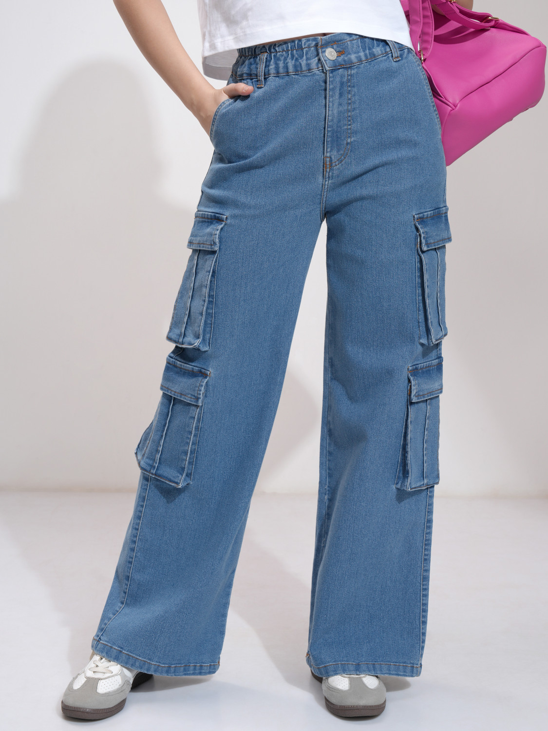 Image of Tokyo Talkies Wide Leg Women Blue Jeans